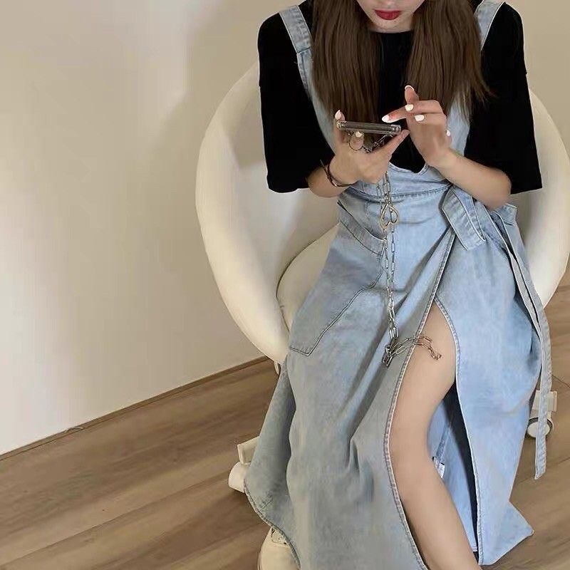 Yếm váy dáng dài có xẻ đùi OrderTaobao loại 1