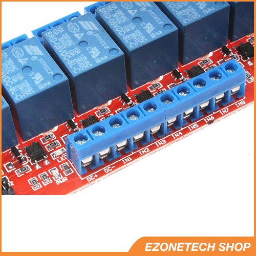 Module Relay 5V 8 Kênh Điều Khiển Ngõ Ra 250VAc/10A/30Vdc/10A Opto Cách Ly