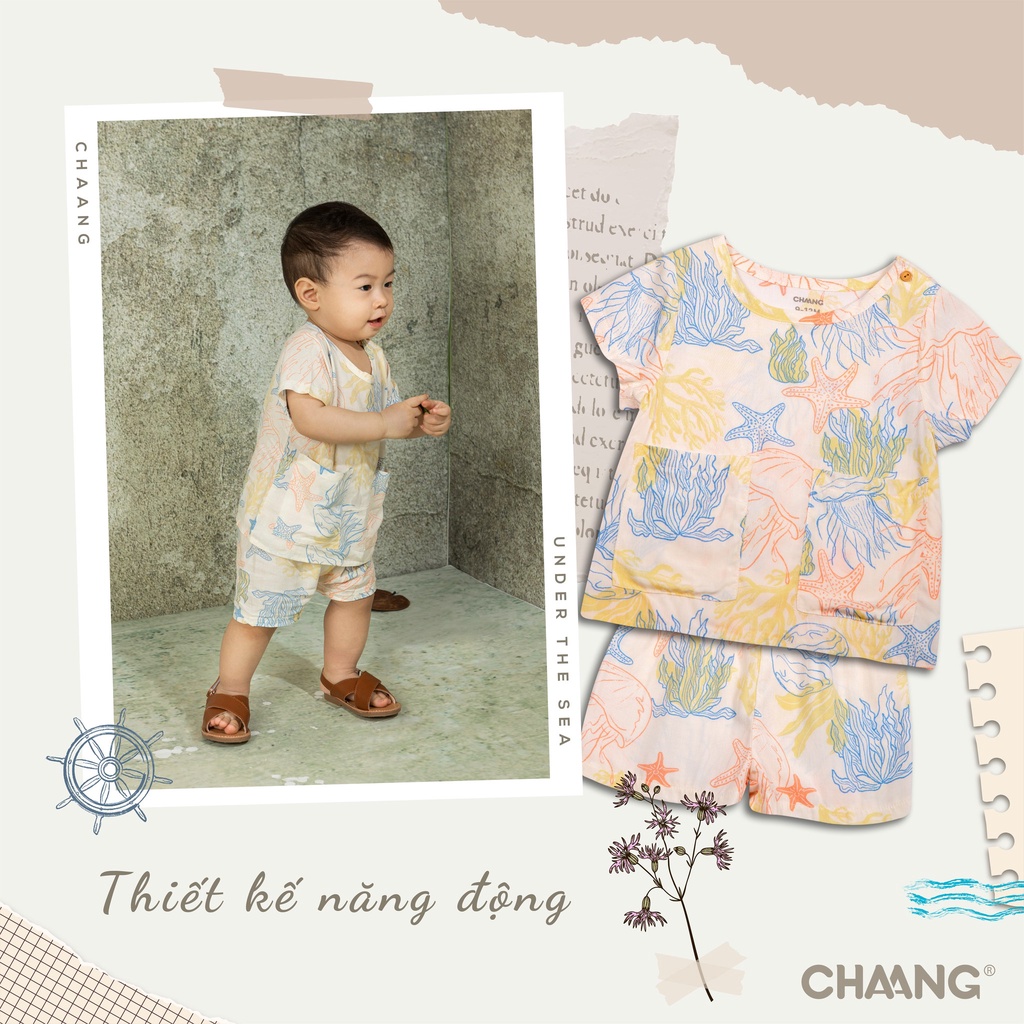 Chaang bộ cộc lanh cài vai cho bé mùa hè BOSS2022D01