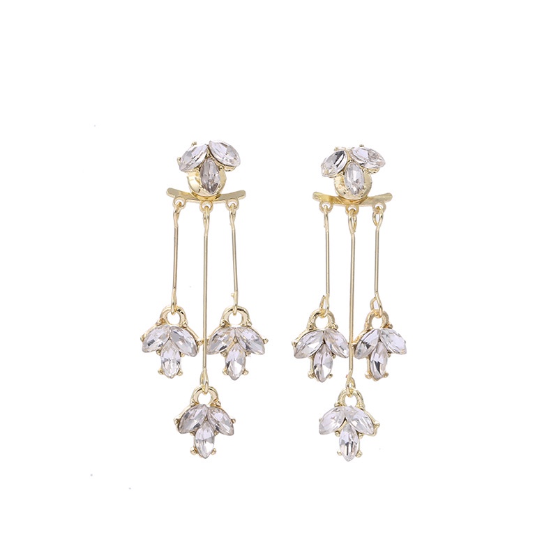 Bông Tai Dài Hình Chiếc Lá Phối Tua Rua Phong Cách Retro Âu Mỹ Thanh Lịch