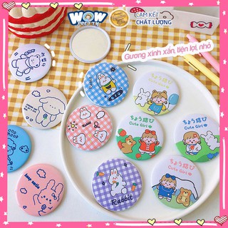 [CA002] Gương tròn cầm tay Wowpretty Kính tròn trang điểm bỏ túi siêu xinh.
