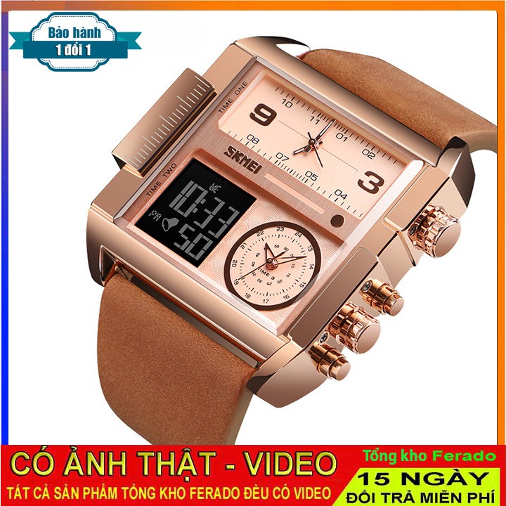 Đồng Hồ Thể Thao Nam SKMEI - Mặt Vuông Thạch Anh Chống Nước Kèm Chức Năng Báo Thức - Độc đáo &amp; Cá tính