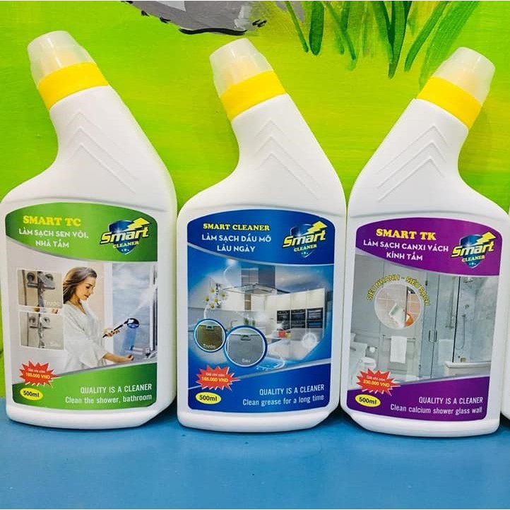 Tẩy rửa canxi trên kính, Dầu  mỡ lâu ngày - Nước tẩy rửa Smart 500ml xử lý cực tốt