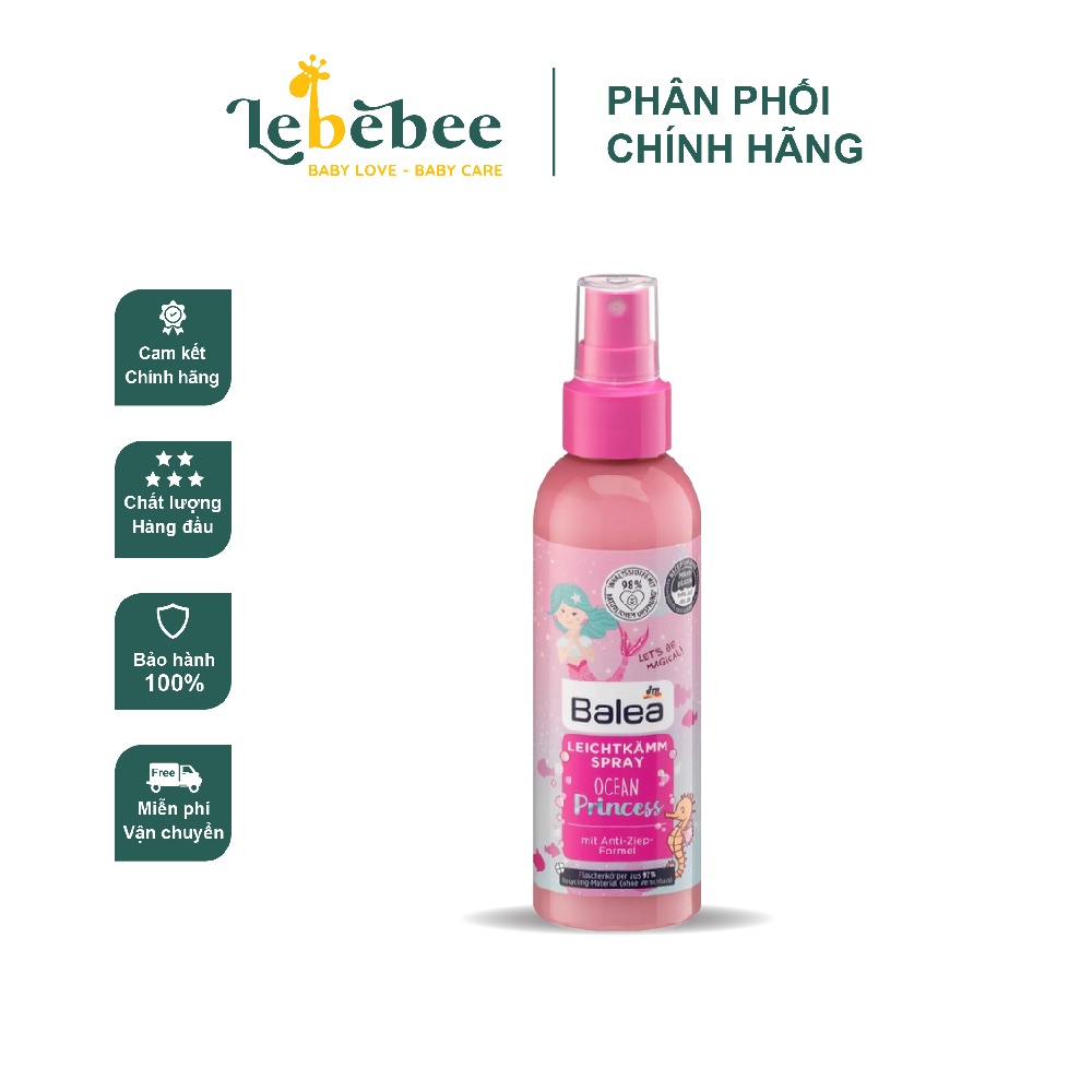 Xịt dưỡng tóc Balea Ocean Princess chống rối tóc cho bé gái của Đức (chai xịt 150ml)