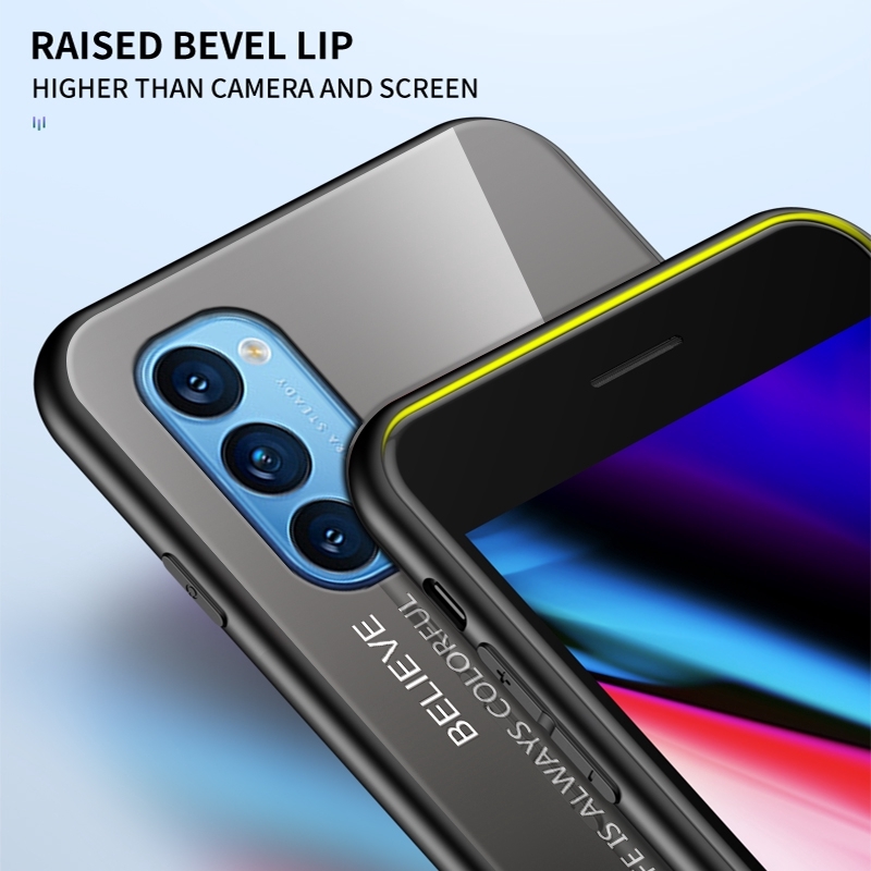 Ốp Điện Thoại Kính Cường Lực Màu Gradient Cho OPPO A57 2022 A96 A76 A16 A74 A95 4G 5G Reno 6 5 4G Realme C11 C15
