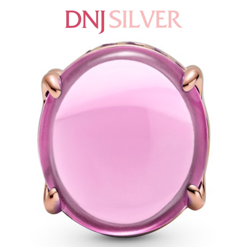 [Hàng cao cấp] Charm bạc 925 cao cấp, hàng chuẩn bạc - Charm Pink Oval Cabochon thích hợp để mix vòng tay charm - DN148