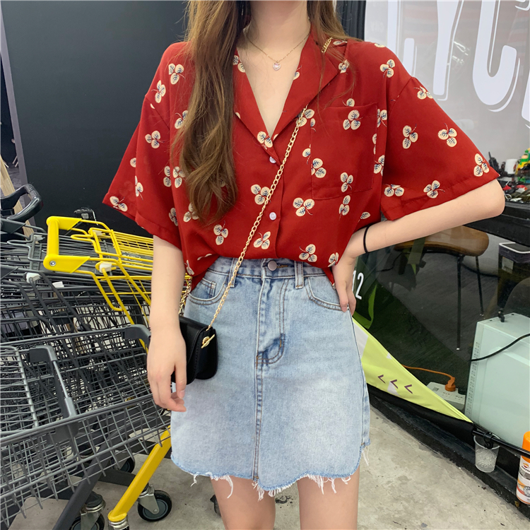 Áo Sơ Mi Voan Tay Ngắn Thời Trang Thoải Mái Cho Nữ