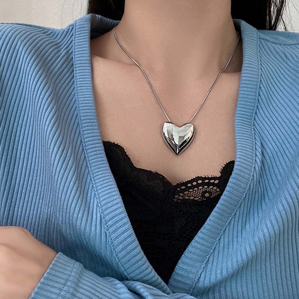 Dây chuyền hợp kim mặt hình trái tim ba chiều trẻ trung thời trang cho nữ