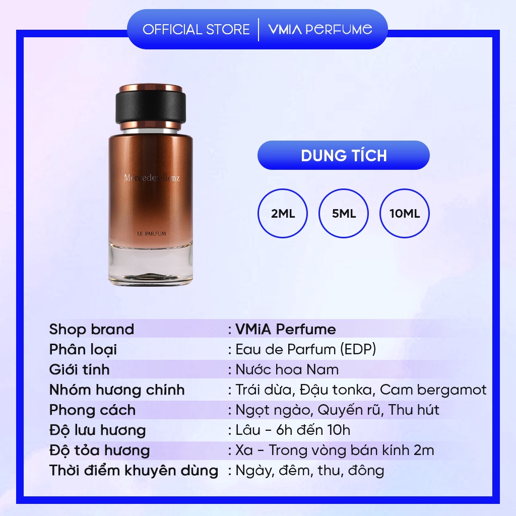 Nước hoa Nam Mercedes Benz Le Parfum mẫu thử 2ml 5ml 10ml