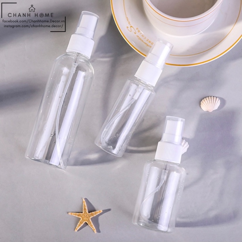 Bình xịt phun sương nhựa trong suốt 30ml 50ml 100ml dùng chiết nước hoa, mỹ phẩm