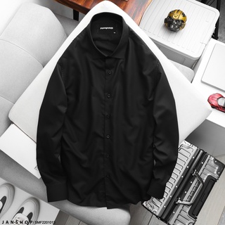 Áo Sơ Mi Nam Tay Dài Trơn Cổ Spread Đứng Chỉnh Chu Thanh Lịch