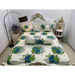 Drap thun☘️FREESHIP☘️ ga thun lạnh Hàn Quốc mẫu hoa Cúc đại ( 1 ga,3 áo gối)