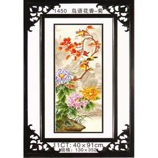 Tranh Thêu Chữ Thập 3D Tứ Quý Cúc 1450 (KHÁCH TỰ THÊU) KT:41X91CM