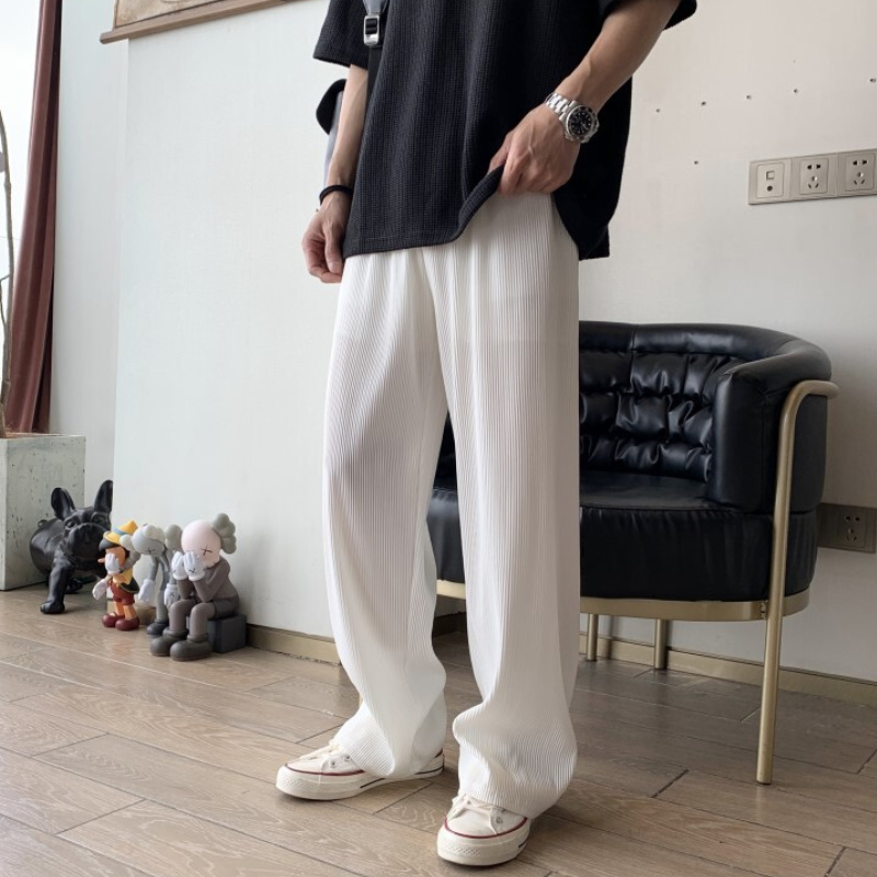 Quần Baggy Lụa Lạnh Mỏng Ống Rộng Màu Trơn Thời Trang Retro Cho Nam | BigBuy360 - bigbuy360.vn