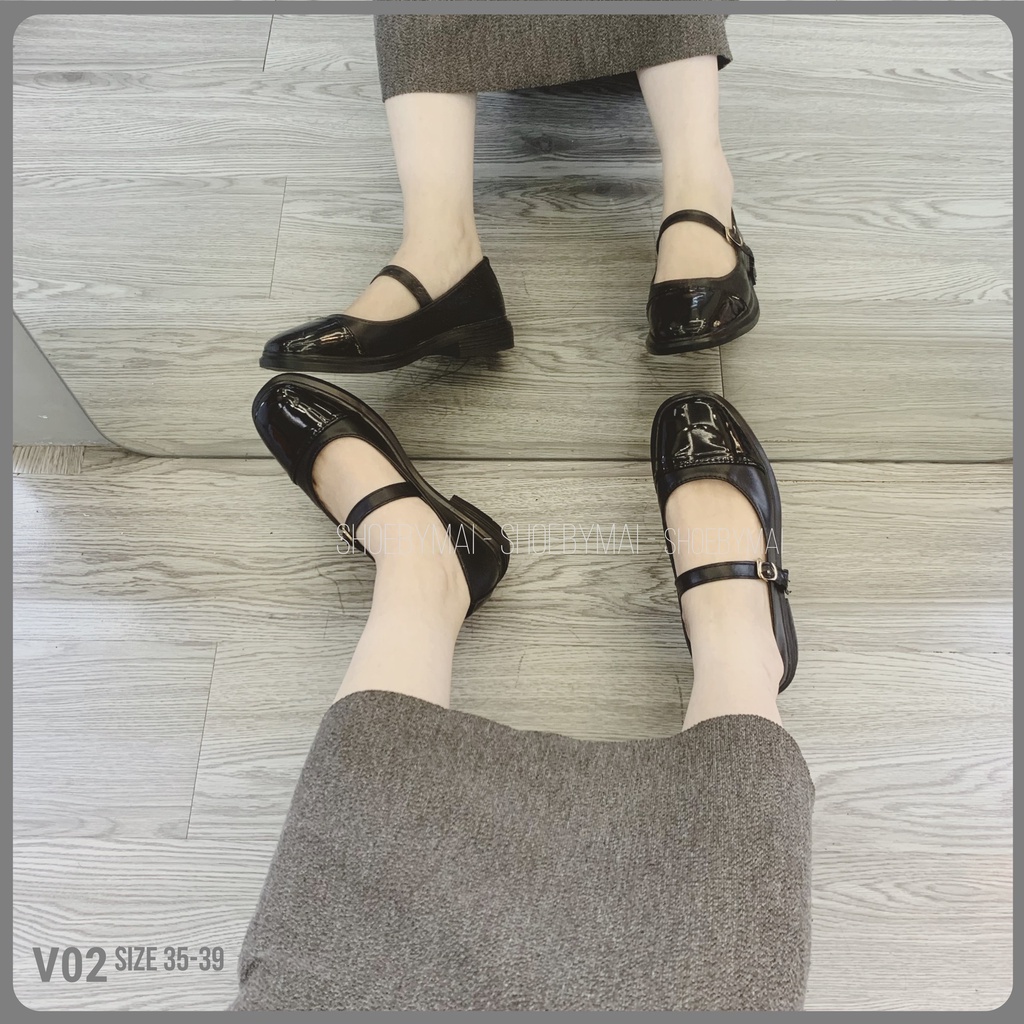 Giày búp bê nữ quai ngang da bóng V2 SHOEBYMAI