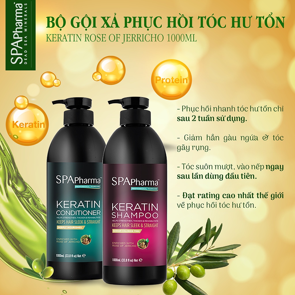 Set gội xả siêu phục hồi tóc chuẩn salon SPAPharma 1000ml