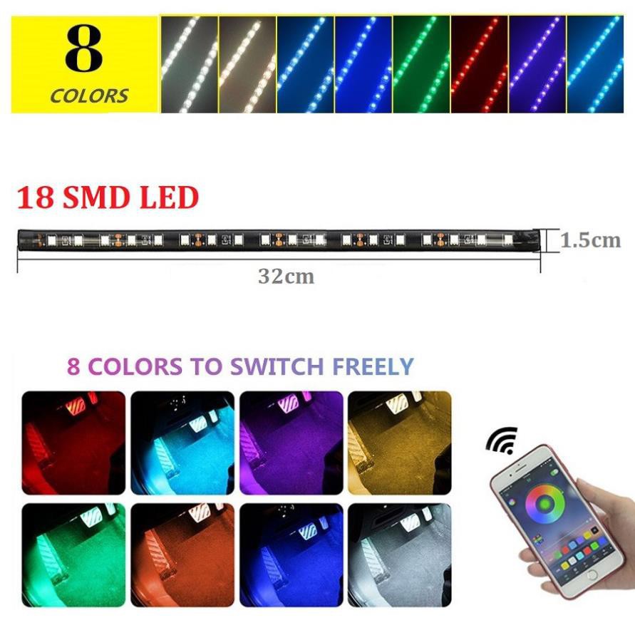 Bộ 72 Đèn Trang Trí Gầm Ghế, Gầm Taplo, Chân Thắng  Led RGB 5050SMD 12W Cảm Biến Mạch