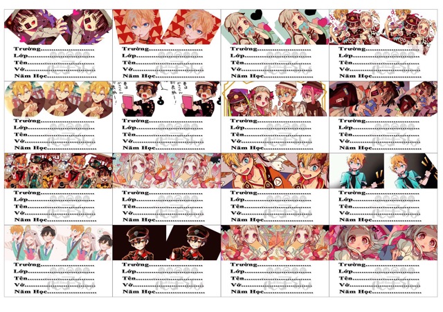 16 Nhãn vở jibaku shounen hanako-kun có đề can dán