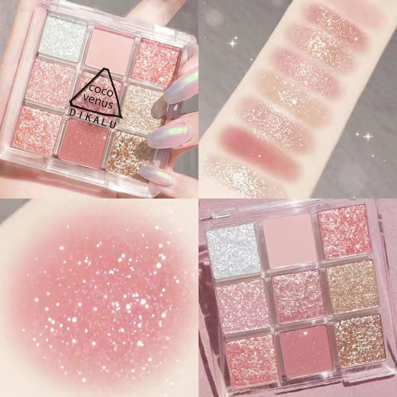 Bảng Phấn Mắt 9 Màu Dikalu COCO VENUS Kim Tuyến Chính Hãng