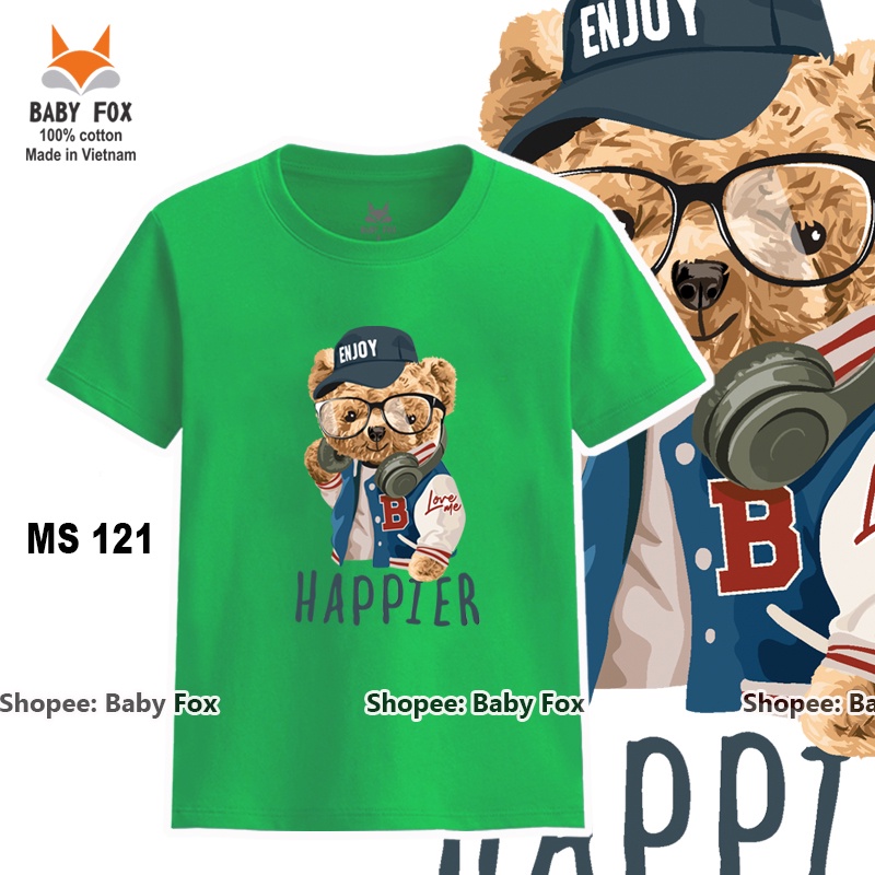 Áo thun bé trai 100% cotton loại tốt, áo phông thương hiệu BABY FOX size nhí, trung, đại  f