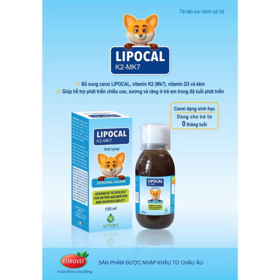 LIPOCAL K2-MK7 - Bổ Sung Canxi,Hỗ Trợ Mọc Răng,Phát Triển Chiều Cao ..