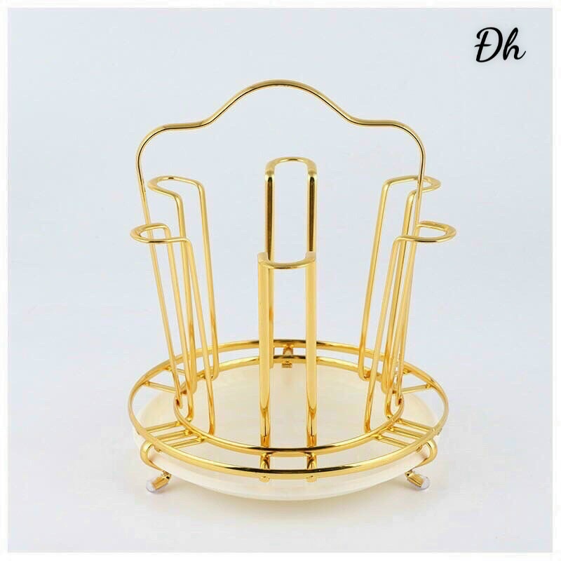 Khay Úp Cốc Mạ Vàng Cao Cấp Sang Trọng Loại Dày Cứng Cáp Kèm Khay Hứng Nước Dáng Tròn / Dáng Chữ Nhật