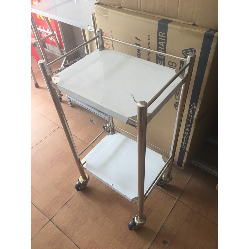 Xe đẩy dụng cụ inox 2 tầng 30x40 hoặc 40x60