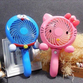 Quạt Mini Cầm Tay Pin Sạc Đoremon /Hello Kitty Dễ Thương