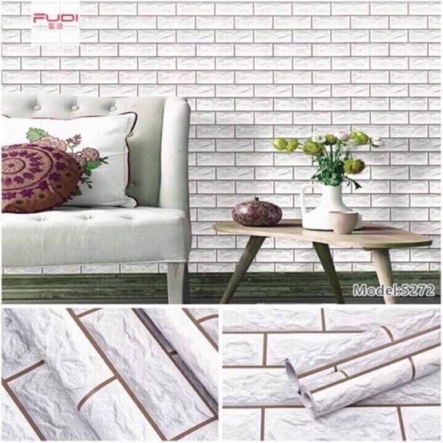 GIẤY DÁN TƯỜNG GẠCH 3D  khổ 45cm đủ màu