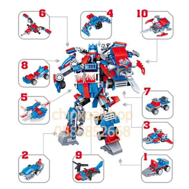 Lego Ghép Hình Robot Cảnh Sát Đặc Nhiệm 267 Chi Tiết 10trong1