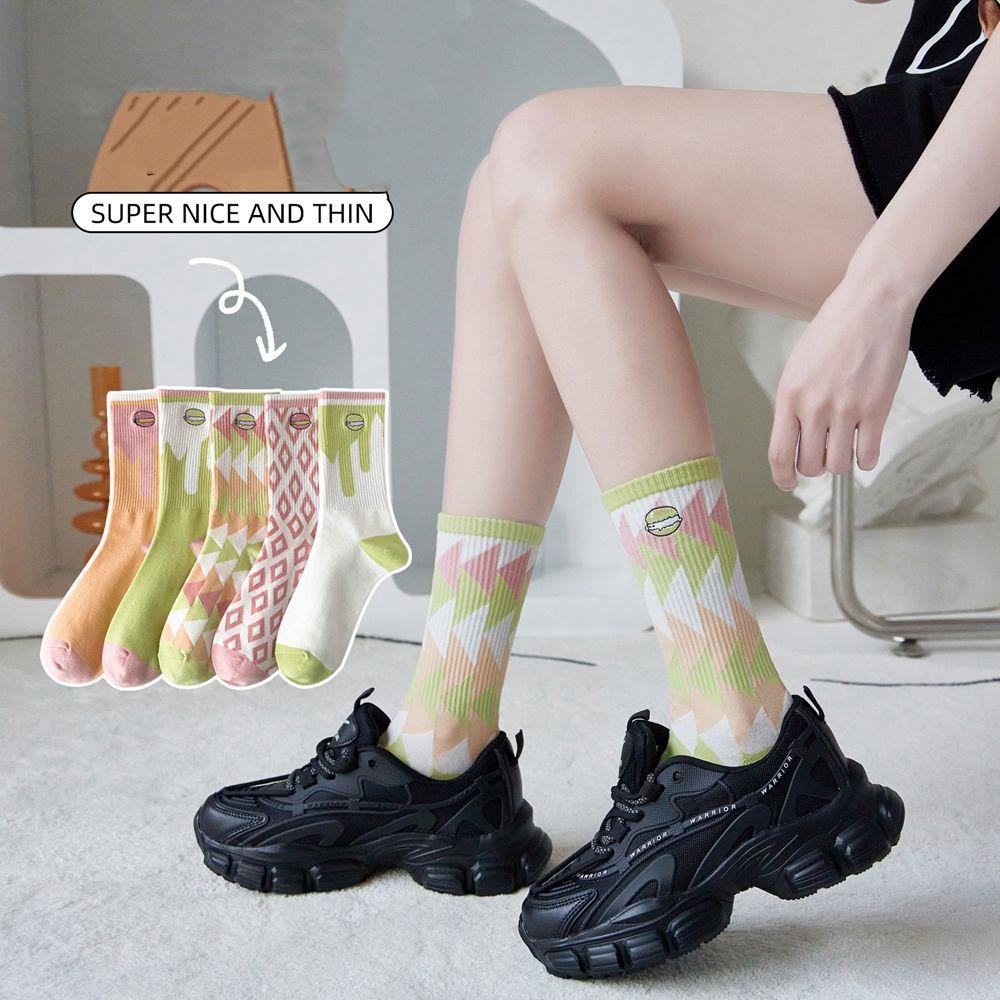 Vớ Thể Thao Thêu Họa Tiết Bánh Quy Màu Sắc Ngọt Ngào Thời Trang Cho Nữ
