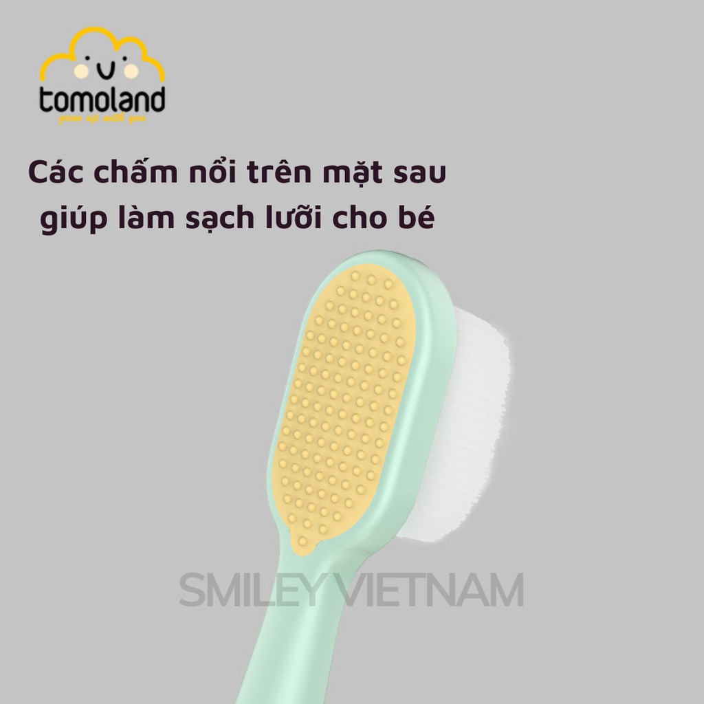 Bàn chải đánh răng lông mềm cho bé Tomoland - 10.000 sợi lông tơ siêu mềm mịn - có vách ngăn an toàn cho bé 1 2 3 tuổi