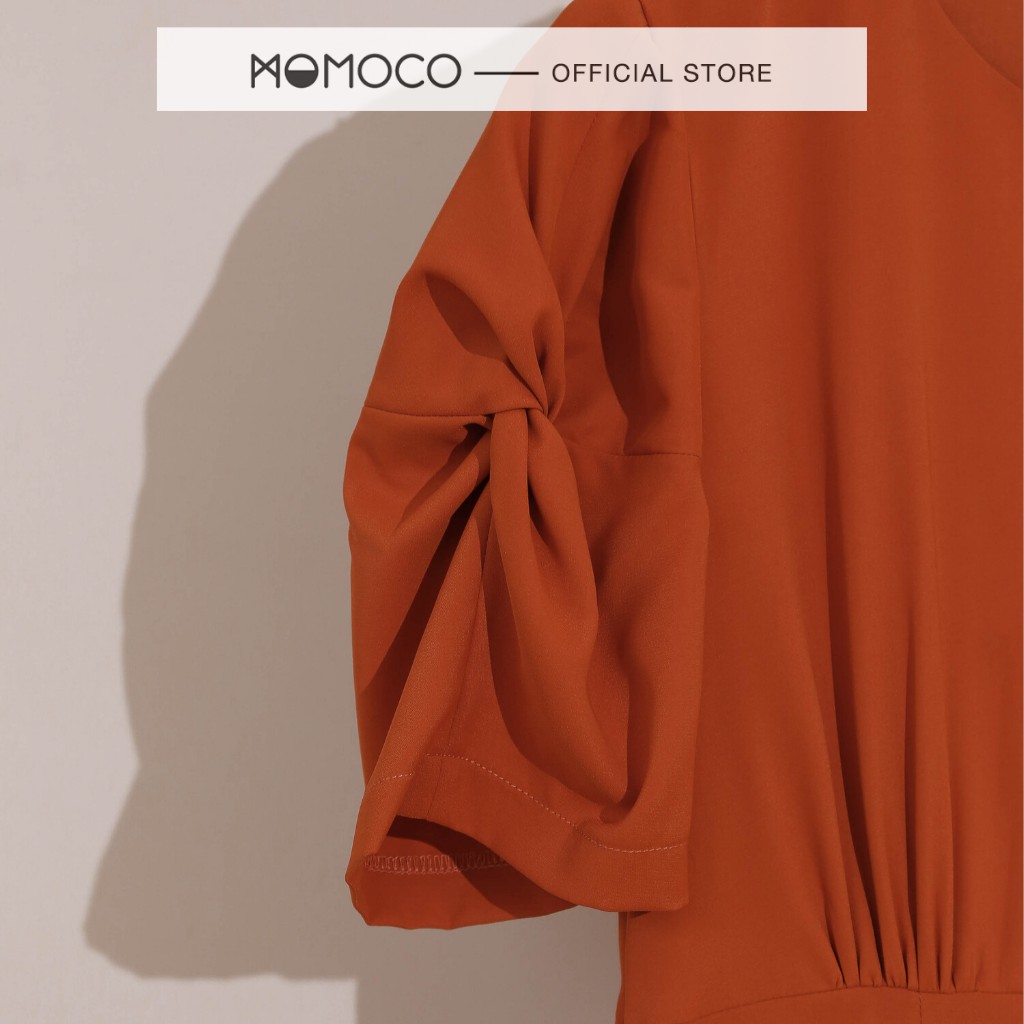 Đầm Công Sở Dáng Xòe MOMOCO Cổ Tròn Tay Cộc Nhún Tay Chất Vải Trượt Ít Nhăn M2862