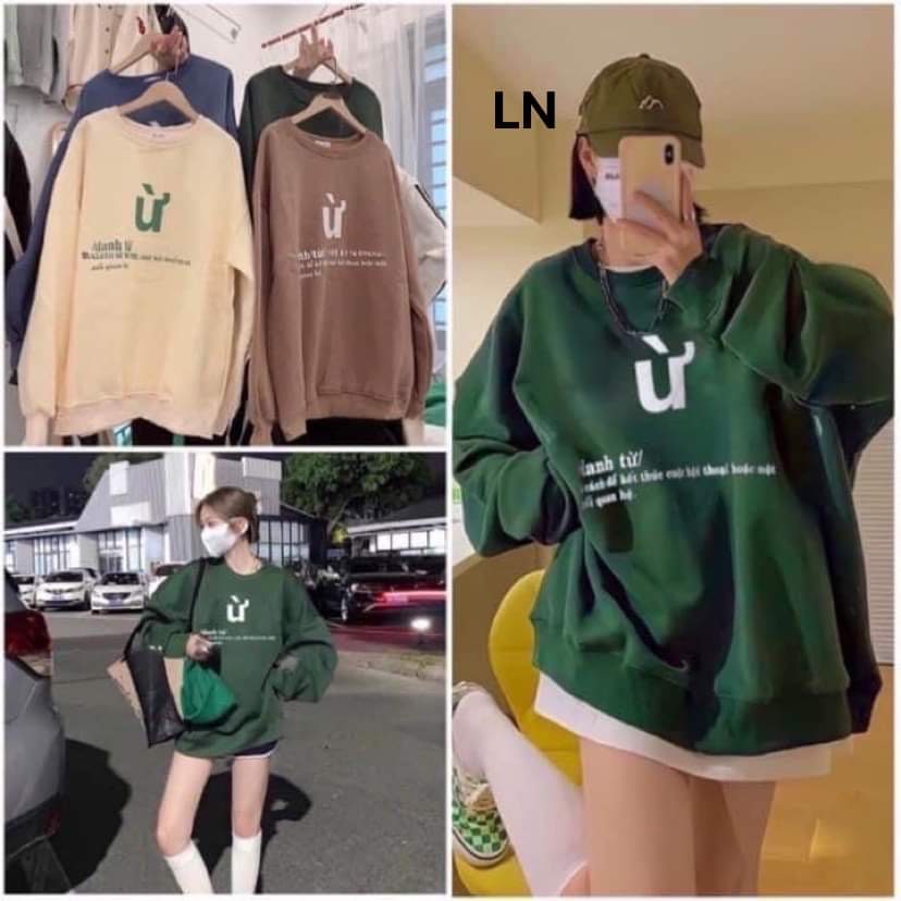 Áo Sweater Nữ Ừ Chất Nỉ  Tay Bồng Form Rộng