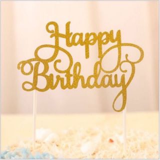 Cây happy birthday phủ ánh kim cắm trang trí bánh sinh nhật