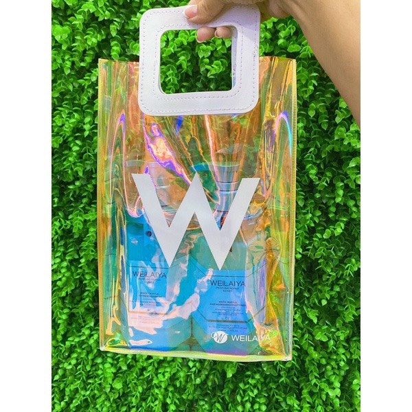 Túi 7 Màu Holagram Weilaiya Chính Hãng Limited PVC Dẻo, Túi Bling Hot Trend, Túi Xách Tay Đựng Mỹ Phẩm Dầu Gội Skincare