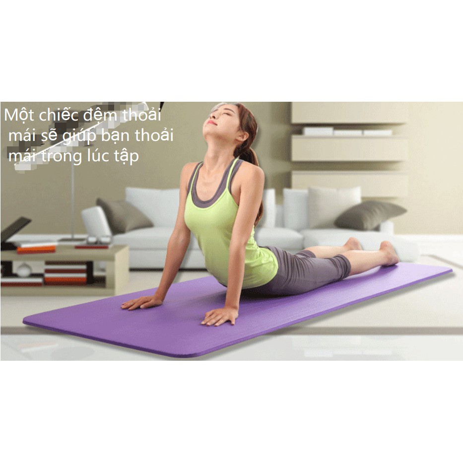 Thảm Yoga siêu bền loại dầy 10mm NBR Chống Trượt Cao Cấp KÈM Túi Day
