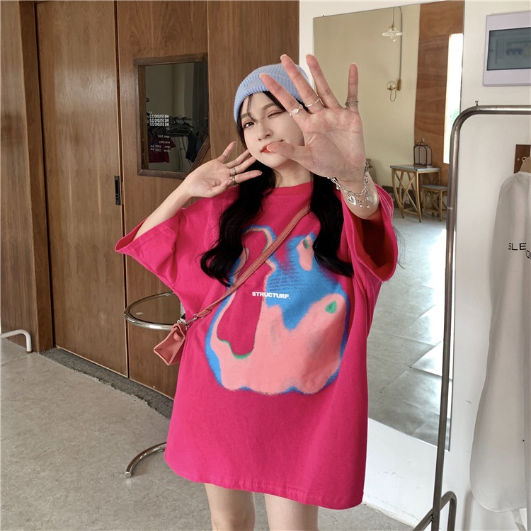 Áo Thun Nữ Tay Ngắn In Hình Thời Trang Hàn Quốc