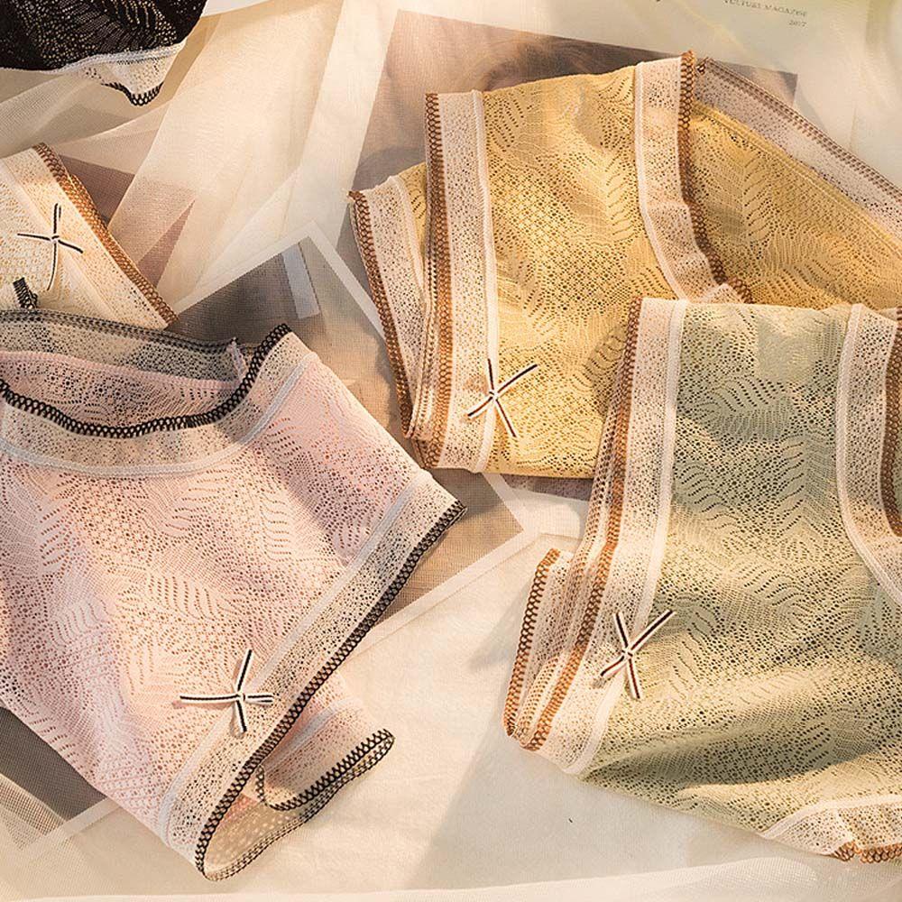 Quần Lót Cotton Phối Ren Lưới Thoáng Khí Ngọt Ngào Quyến Rũ Cho Nữ