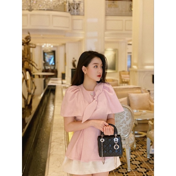 Pandora Top 🌸 Áo chất text đính nơ tiểu thư chất mặc hè (Lưu ý mô tả sản phẩm)