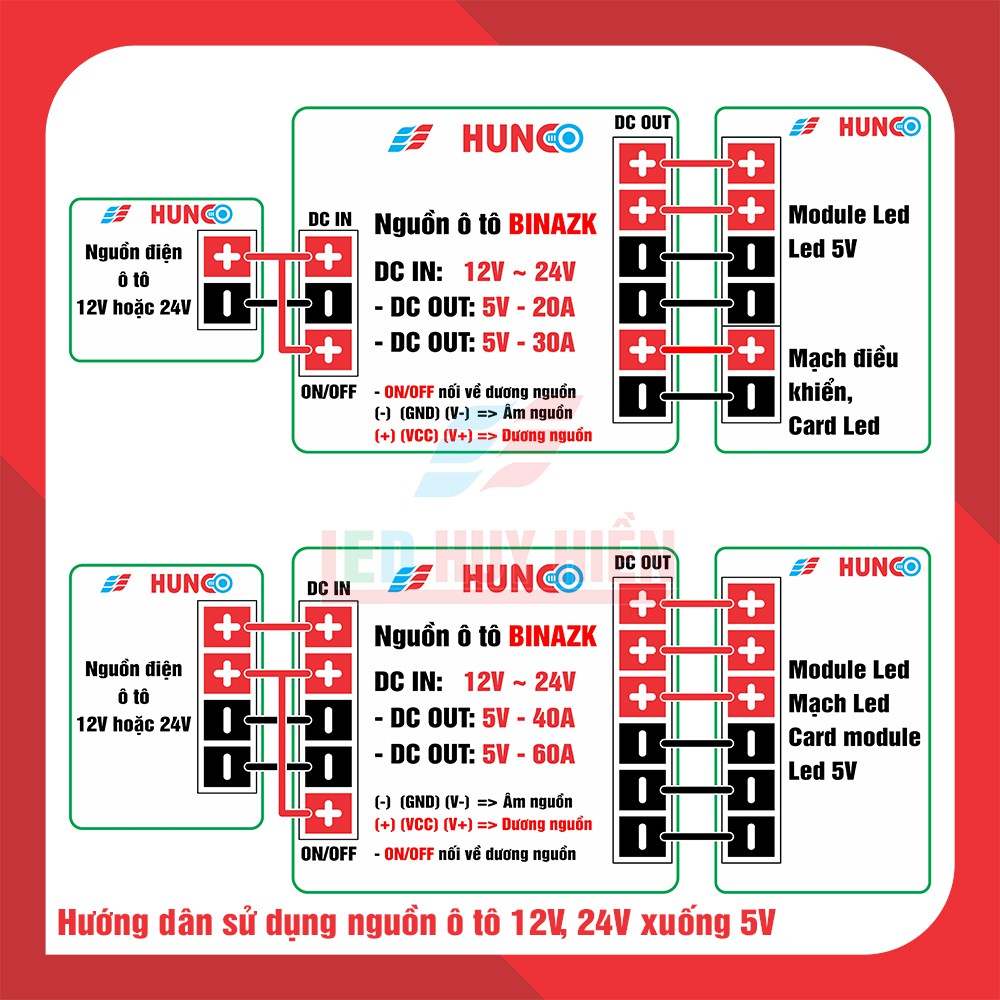 Nguồn ô tô 5v 60A. 50A, 40A, 30A, 20A, 10A ( Nguồn hạ áp 5V10A, 5V 20A, 5V30A, 5V40A, 5V60A)