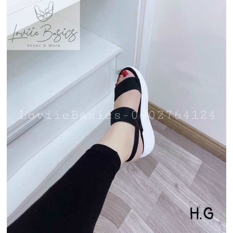 LOVIIE BASICS - GIÀY SANDAL NỮ ĐẾ XUỒNG 5 PHÂN - SANDAL ĐẾ XUỒNG BÁNH MÌ 5CM - GIÀY SANDAL NỮ QUAI NGANG ĐẾ 5CM S210507