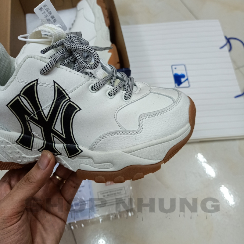 Giày mlb trắng chữ ny đen đế nâu nam nữ