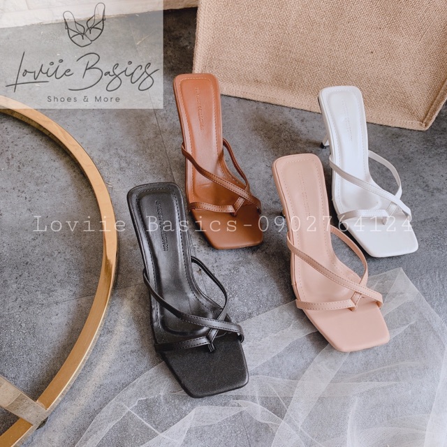 GUỐC CAO GÓT LOVIIEBASICS - DÉP CAO GÓT DÂY CHÉO QUAI MẢNH GÓT NHỌN 7 PHÂN D200780