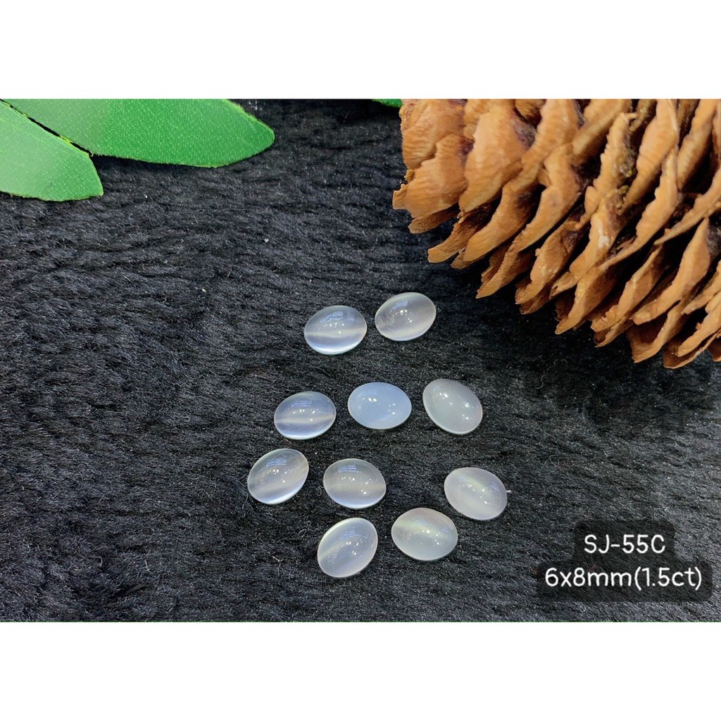 Mặt Đá Mài Láng Citrine, Amethyst và Moonstone Oval 6*8mm-8*10mm