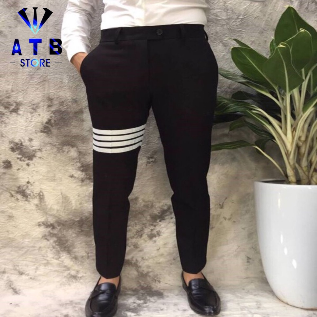 Quần Âu Nam Sọc Trắng Dáng Ôm Body Hàn Quốc Giá Buôn