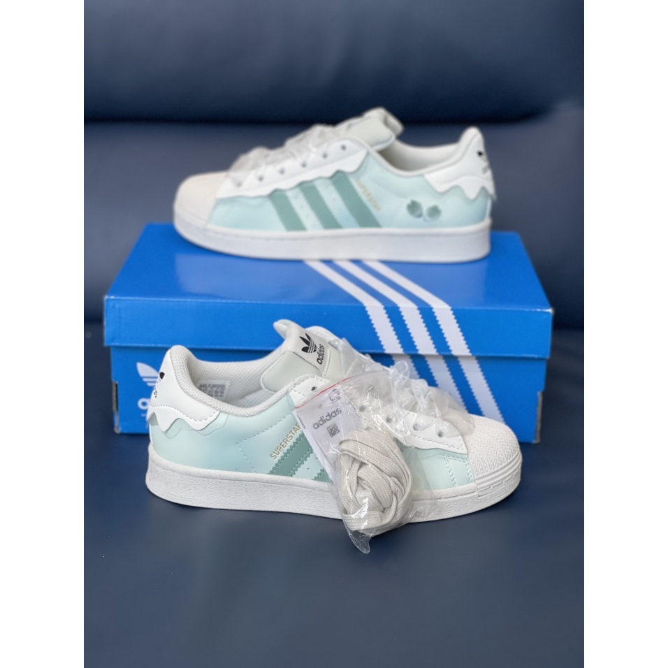 Giày thể thao nam nữ superstar mũi sò 2 bản dây 3 màu,xanh,hồng và trắng tem indo hàng cao cấp size36-43