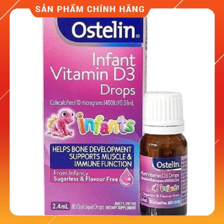 Vitamin D3 Ostelin Drops, Úc (2.4ml) dạng giọt cho trẻ sơ sinh và trẻ nhỏ chính hãng Úc mẫu mới