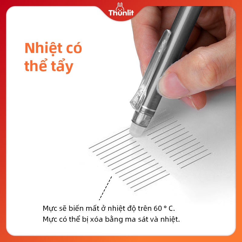Set 10 ruột bút mực đen Thunlit ngòi 0.5mm có thể xóa được tiện dụng