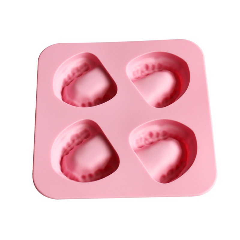 Khuôn Silicone Làm Kem 4 Ngăn Tạo Hình Hàm Răng Độc Đáo DIY
